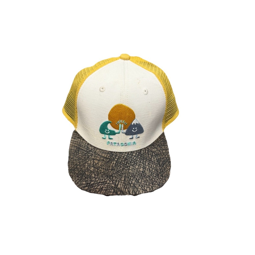 Patagonia Scribble Trucker Hat Yellow Mesh Snapback Embroidered Outdoor Cap